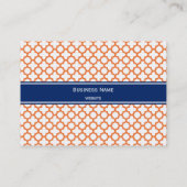 Monogrammed Oranje en Royal Blue Quatrefoil Visitekaartje (Achterkant)
