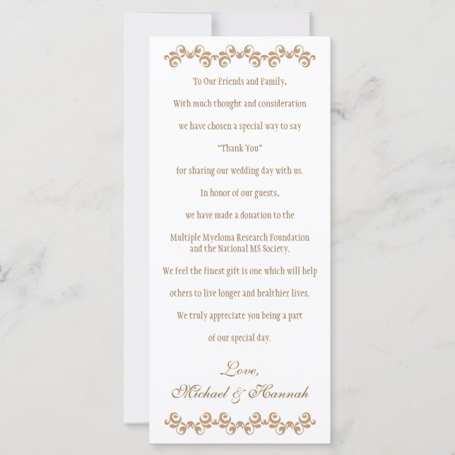 Monogrammed Oranje Gold Moroccan Wedding Charity (Voorkant)