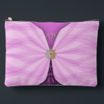 Monogrammed Orchid Pink Jewel Textile Illusion   Etui<br><div class="desc">An elegant personalized monogram pouch designed to capture attention with refined artistry and sophisticated detail. This custom pouch features a stunning trompe-l’œil effect that beautifully mimics layered fabrics, soft shadows, white lace and delicately wrapped checkered voile. The illusion of flowing textile panels creates depth and dimension, giving the pouch a...</div>