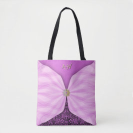 Monogrammed Orchid Pink Jewel Textile Illusion Tot Tote Bag