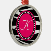 Monogrammed Ornament Hot Pink and Zebra Stripe (Rechts)