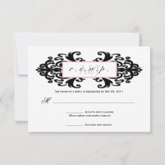 Monogrammed Ornamental Damask RSVP (Voorkant)