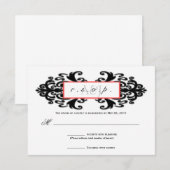 Monogrammed Ornamental Damask RSVP Kaartje (Voorkant / Achterkant)