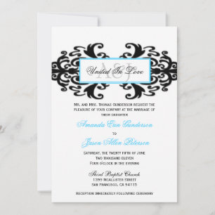 Monogrammed Ornamental Damask Wedding Invite Kaart