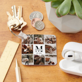 Monogrammed paar fotocollage | Monogram cadeau Sleutelhanger