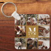 Monogrammed paar fotocollage | Monogram cadeau Sleutelhanger (Voorkant)