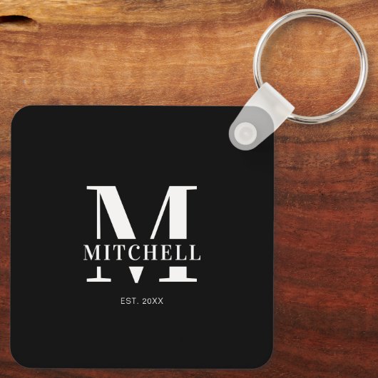 Monogrammed paar fotocollage | Monogram cadeau Sleutelhanger (Achterkant)