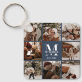 Monogrammed paar fotocollage | Monogram marine Sleutelhanger (Voorkant)