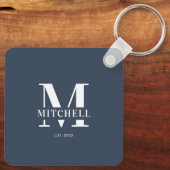 Monogrammed paar fotocollage | Monogram marine Sleutelhanger (Achterkant)