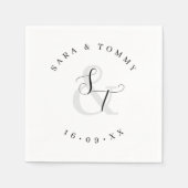 Monogrammed paar naam elegante bruiloft servet (Voorkant)