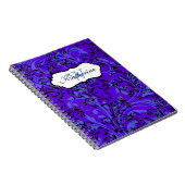Monogrammed Paars Blue Black Scroll Notitieboek (Rechterzijde)