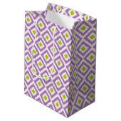 Monogrammed Paars en Green Diamonds Ikat Pattern Medium Cadeauzakje (Achterkant Gekanteld)