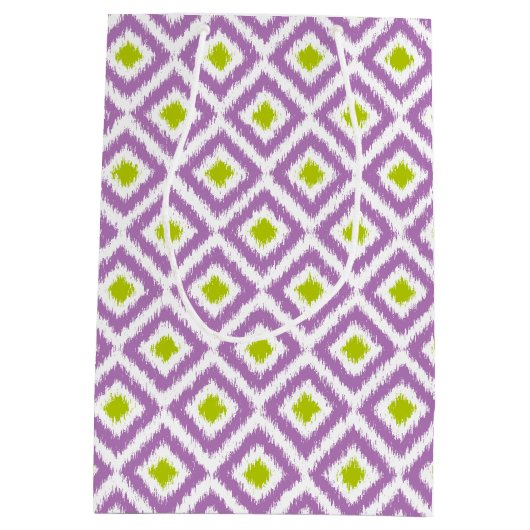 Monogrammed Paars en Green Diamonds Ikat Pattern Medium Cadeauzakje (Achterkant)