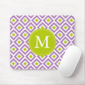 Monogrammed Paars en Green Ikat Pattern Muismat (Met muis)