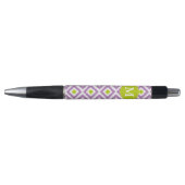 Monogrammed Paars en Green Ikat Pattern Pen (Voorkant)