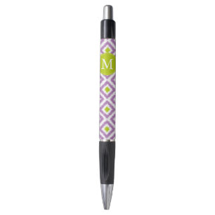 Monogrammed Paars en Green Ikat Pattern Pen