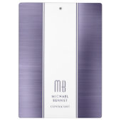Monogrammed Paars geborsteld Metallic Zaken Klembord (Achterkant)