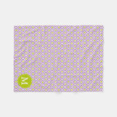 Monogrammed Paars Green Diamonds Ikat Pattern Fleece Deken (Voorkant (Horizontaal))