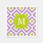 Monogrammed Paars Groene Ikat Pattern Servet (Voorkant)