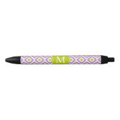 Monogrammed Paars Groene Ikat Pattern Zwarte Inkt Pen (Voorkant)