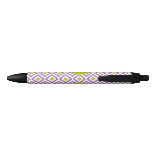 Monogrammed Paars Groene Ikat Pattern Zwarte Inkt Pen (Achterkant)