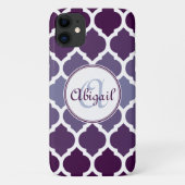 Monogrammed Paars Ombre Moroccan Lattice Pattern Case-Mate iPhone Case (Achterkant)