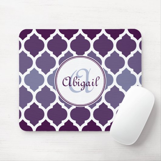 Monogrammed Paars Ombre Moroccan Lattice Pattern Muismat (Met muis)
