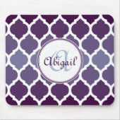 Monogrammed Paars Ombre Moroccan Lattice Pattern Muismat (Voorkant)