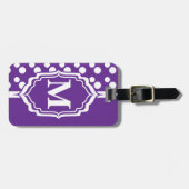 Monogrammed Paars Polka Dot Label Bagagelabel (Voorkant horizontaal)