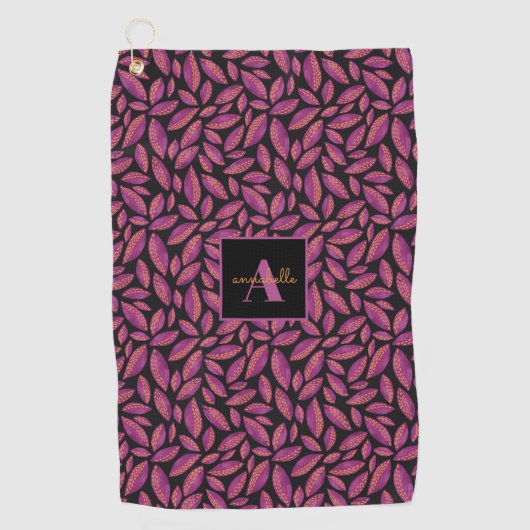 Monogrammed Paars-valleurenpatroon Golfhanddoek (Voorkant)