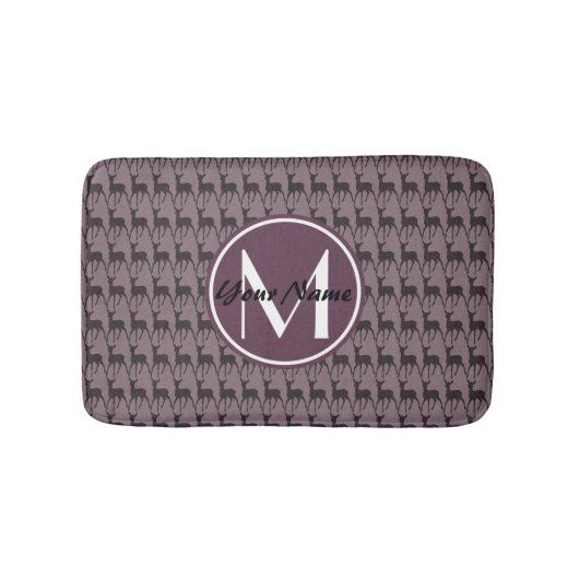 Monogrammed Paars Violet Deer Personalizeerd N2 Badmat (Voorkant)