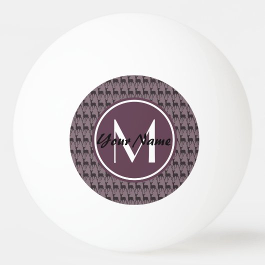 Monogrammed Paars Violet Deer Persoonlijk | N2 Pingpongbal (Voorkant)