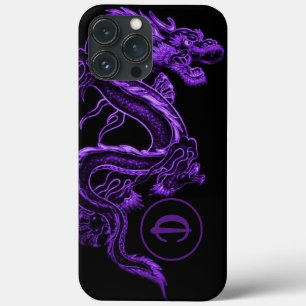 Monogrammed Paarse Aziatische draak Case-Mate iPhone Case