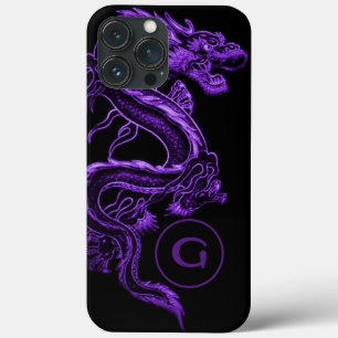 Monogrammed Paarse Aziatische draak Case-Mate iPhone Case