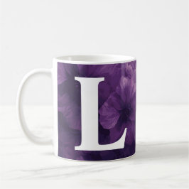 Monogrammed Paarse Bloemen Mok