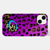 Monogrammed Paarse Cheetah Leopard Glitter Case-Mate iPhone Case (Achterkant (horizontaal))