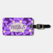 Monogrammed Paarse Daisy Floral Bagagelabel (Voorkant horizontaal)