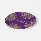 Monogrammed Paarse en gouden Indiase stijl bruilof Papieren Bordje (Gekanteld)
