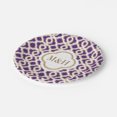Monogrammed Paarse en gouden Marokkaanse bruiloft Papieren Bordje (Gekanteld)
