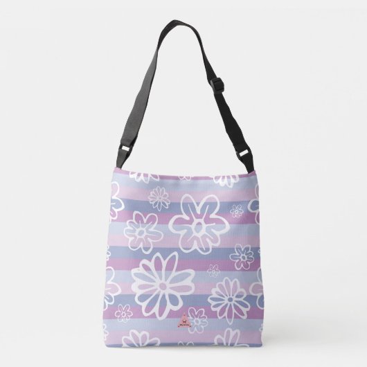 Monogrammed Paarse en witte Floral Canvas tas (Achterkant)