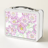 Monogrammed Paarse Floral  Metal Lunch Box (Achterkant)