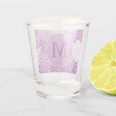 Monogrammed Paarse Floral Pattern Shot Glas (Achterkant)