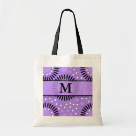 Monogrammed Paarse Floral Print Tote Bag