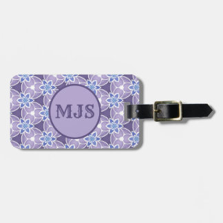 Monogrammed Paarse Floral Waterverf Pattern Bagagelabel