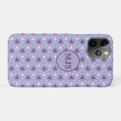 Monogrammed Paarse Floral Waterverf Pattern Case-Mate iPhone Case (Achterkant (horizontaal))