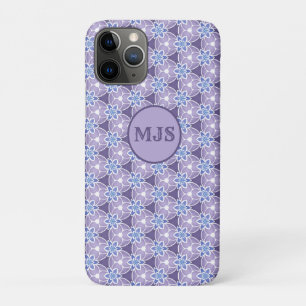 Monogrammed Paarse Floral Waterverf Pattern Case-Mate iPhone Case