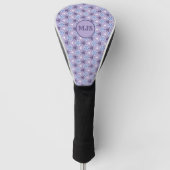 Monogrammed Paarse Floral Waterverf Pattern Golfheadcover (Voorkant)