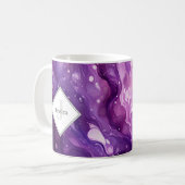 Monogrammed Paarse Fluid Art Vibrant Paarse Koffiemok (Voorkant links)