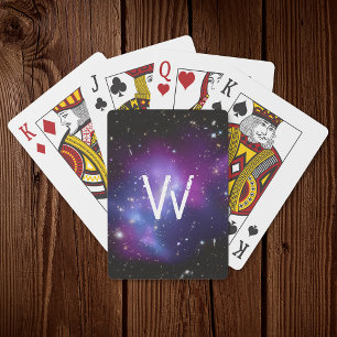 Monogrammed Paarse Galaxy Cluster Pokerkaarten