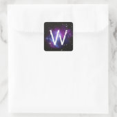 Monogrammed Paarse Galaxy Cluster Vierkante Sticker (Tas)